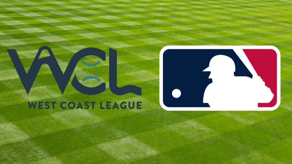WCL & MLB Logos on a grass baseball field